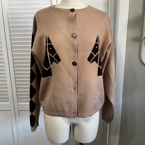 Sioni Sweaters - Sioni Tan Equestrian Cardigan